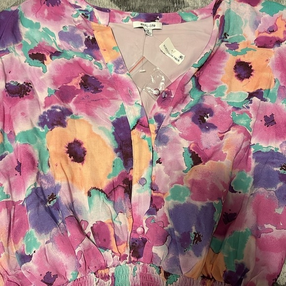 BTFL-life floral ruffled smocked mini dress - Picture 8 of 8